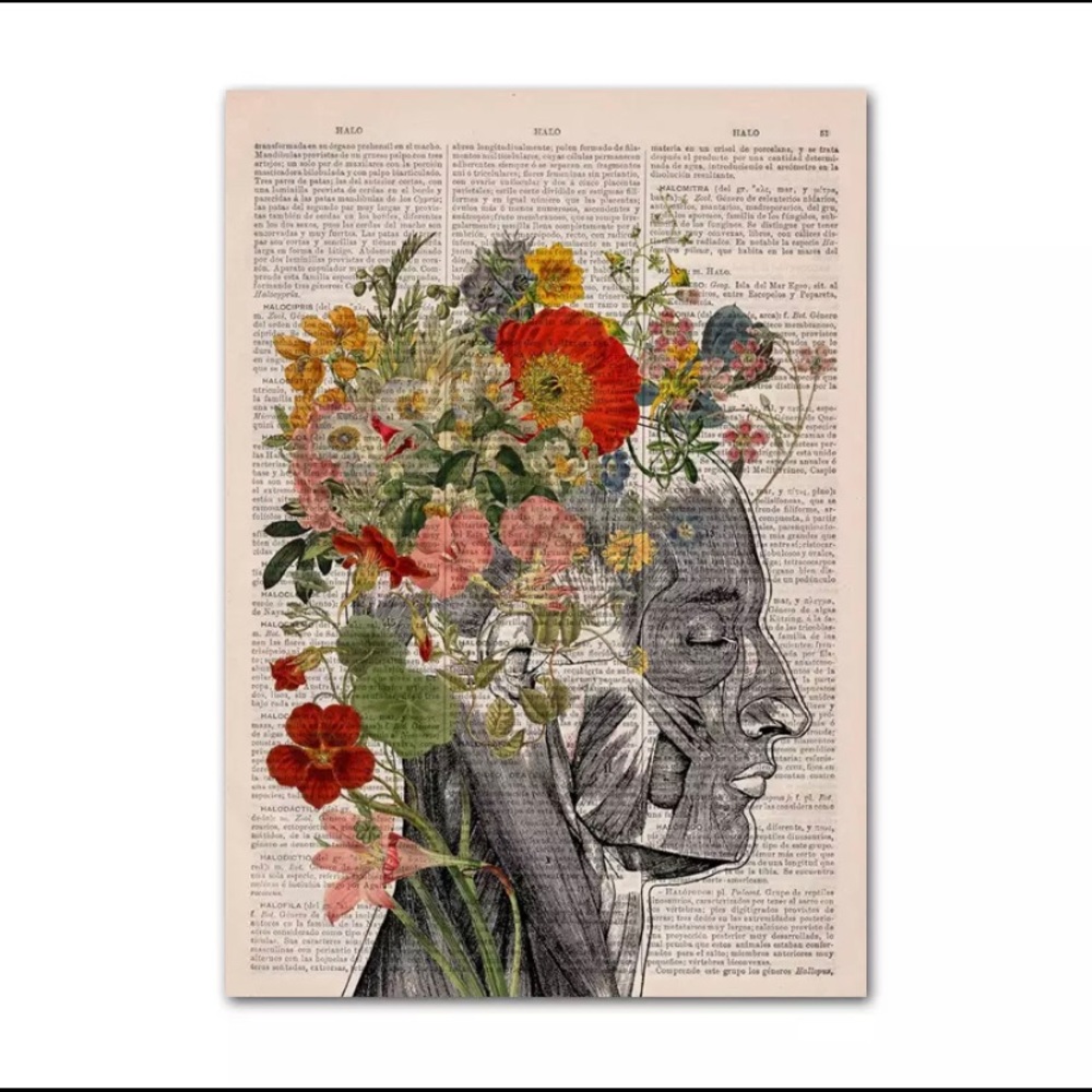 Floral Skeleton Dictionary 8 x 12 Canvas Print